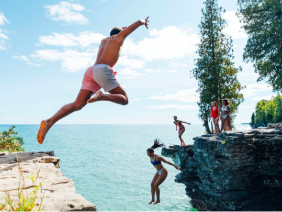 kids cliff diving